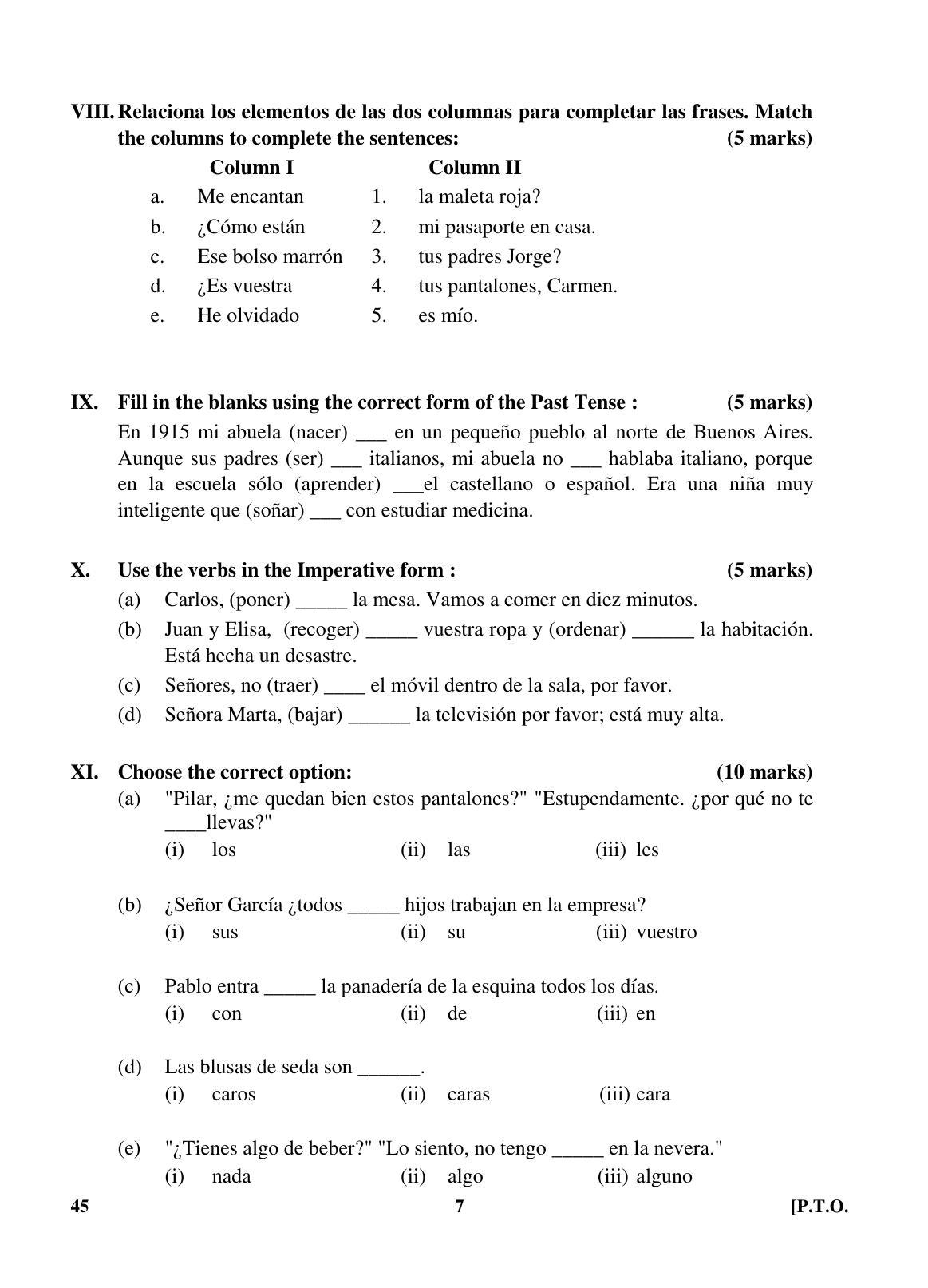 CBSE Class 10 45 (Spanish) 2018 Question Paper - Page 7