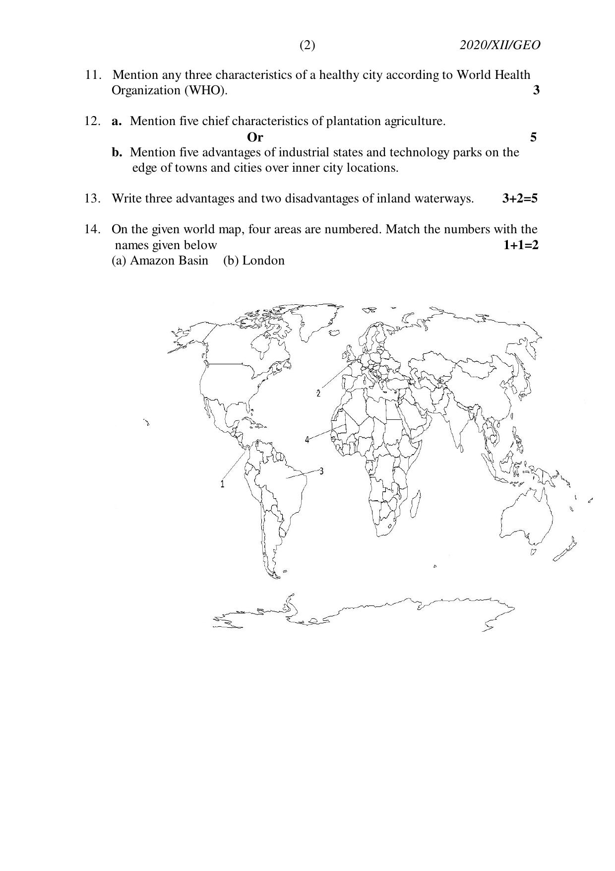 Nagaland Board Class 12 GEOGRAPHY 2020 Question Papers - Page 2