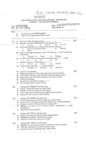 Bharati Vidyapeeth B.SC. 2016 COURSE CBCS Question Paper