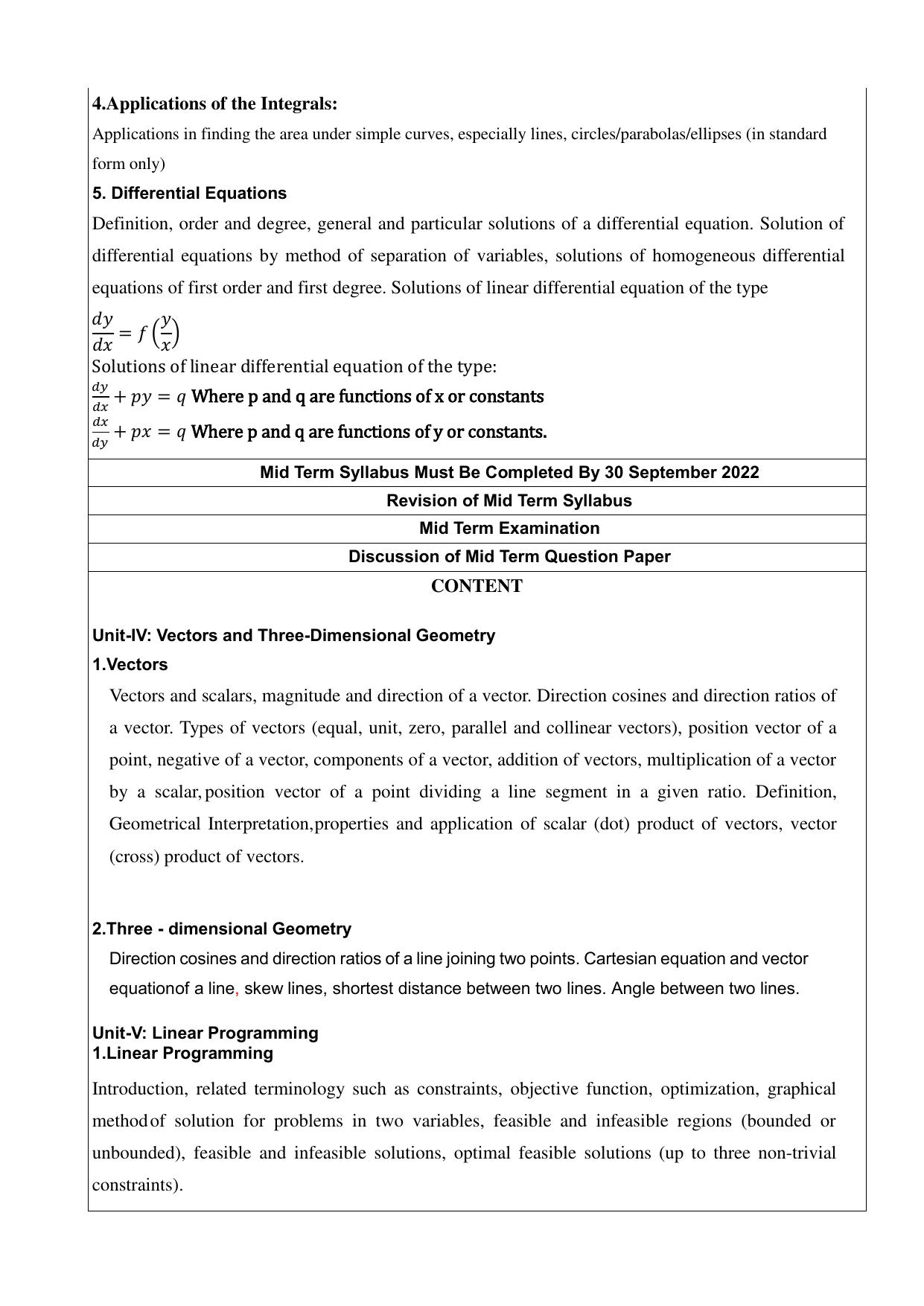 Edudel Class 12 Maths Syllabus - Page 2