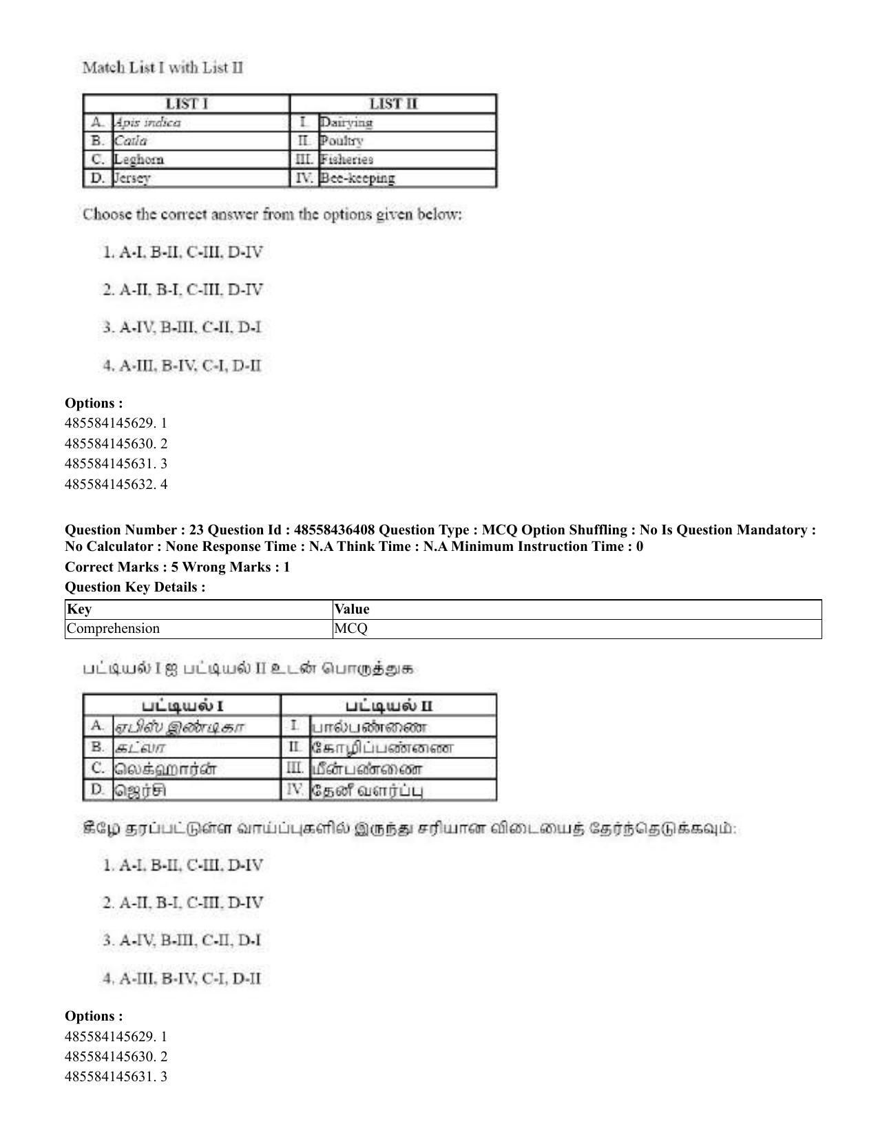 CUET 2023 English Tamil Shift 3 Question Papers - 22 June 2023 - Page 28