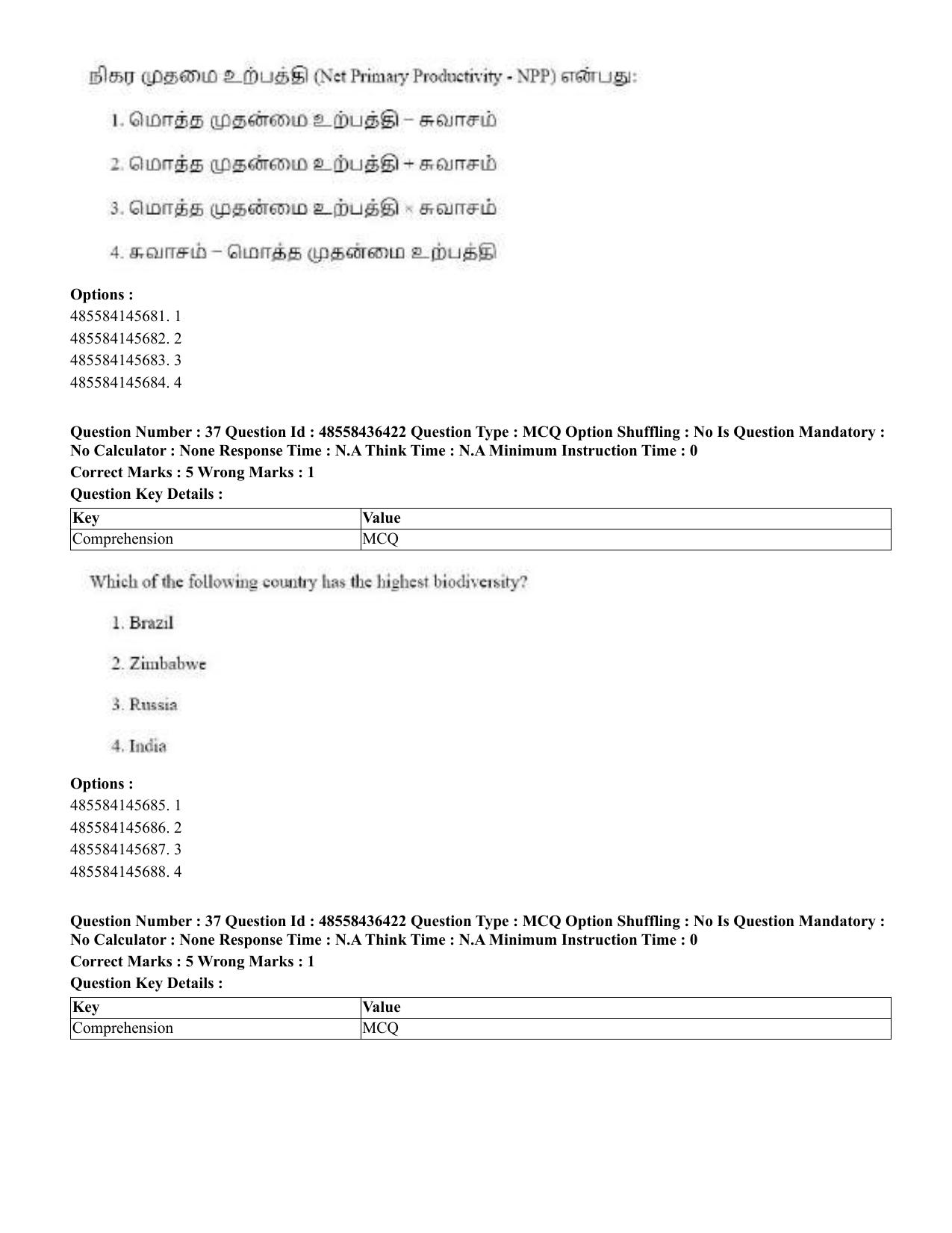 CUET 2023 English Tamil Shift 3 Question Papers - 22 June 2023 - Page 43