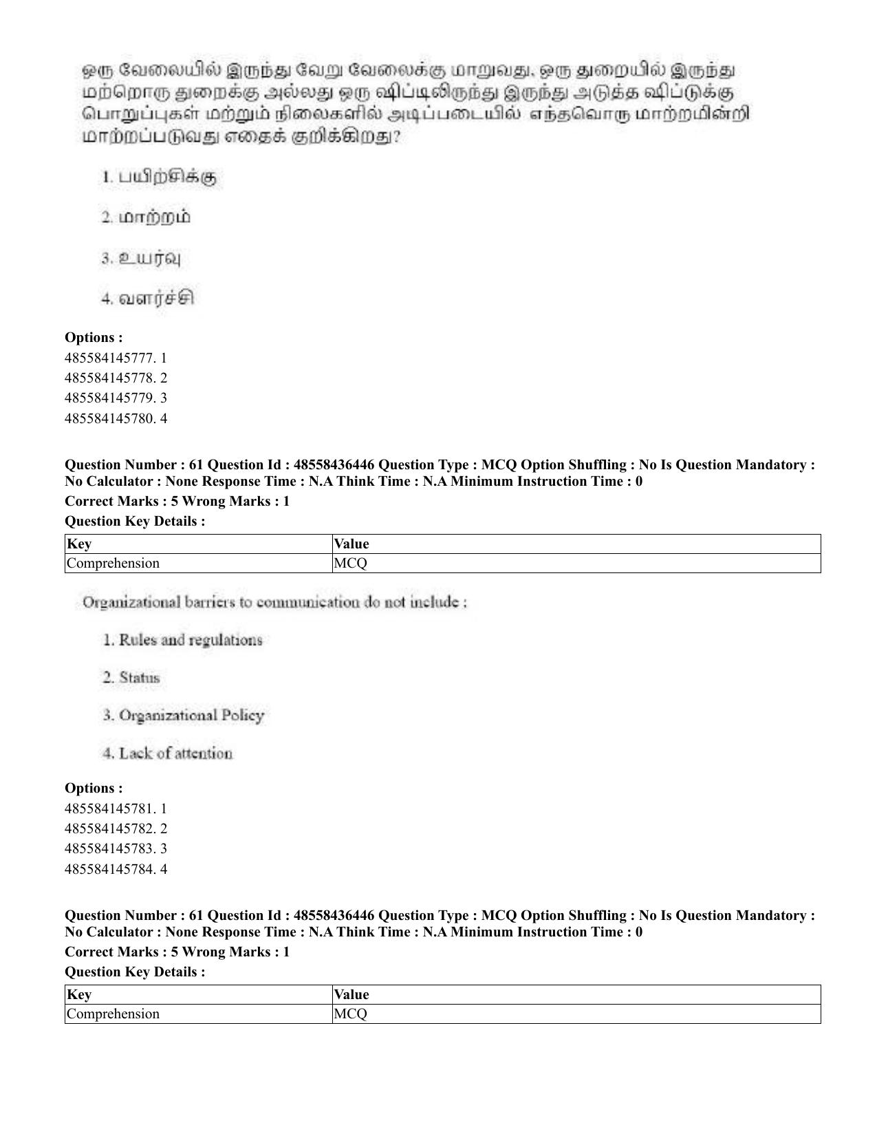 CUET 2023 English Tamil Shift 3 Question Papers - 22 June 2023 - Page 75