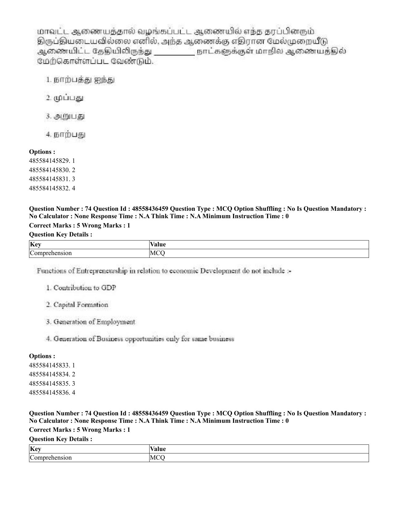 CUET 2023 English Tamil Shift 3 Question Papers - 22 June 2023 - Page 88