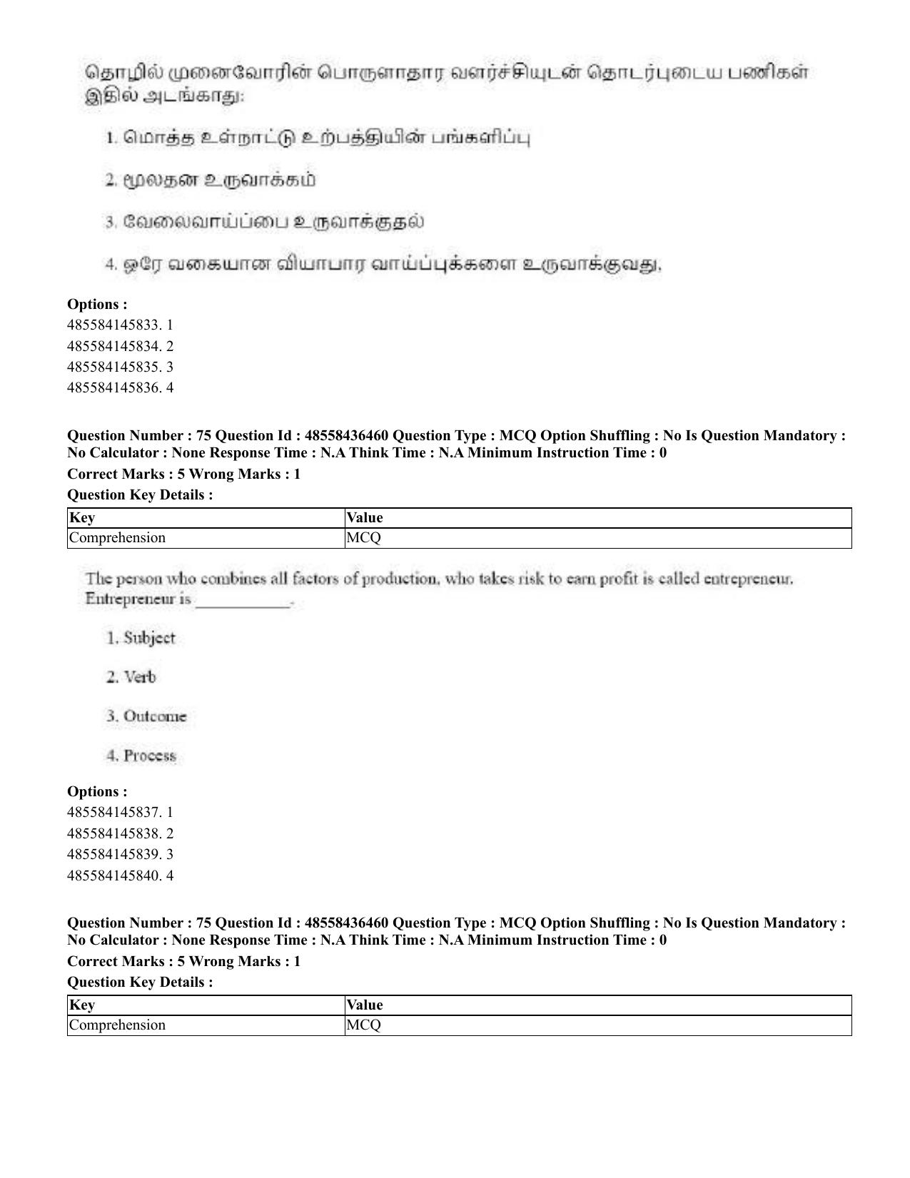 CUET 2023 English Tamil Shift 3 Question Papers - 22 June 2023 - Page 89