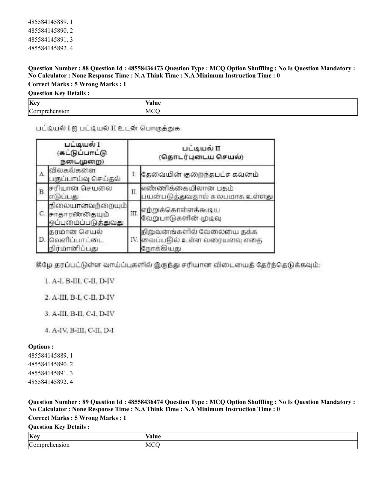 CUET 2023 English Tamil Shift 3 Question Papers - 22 June 2023 - Page 107
