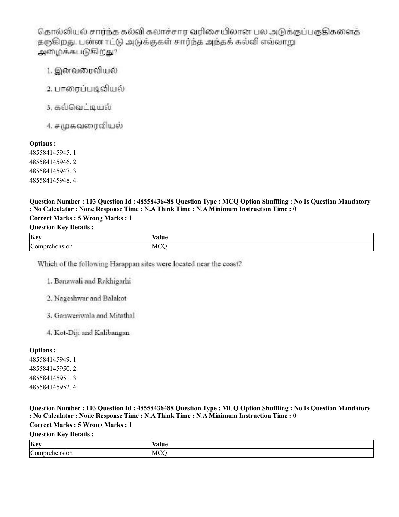 CUET 2023 English Tamil Shift 3 Question Papers - 22 June 2023 - Page 131