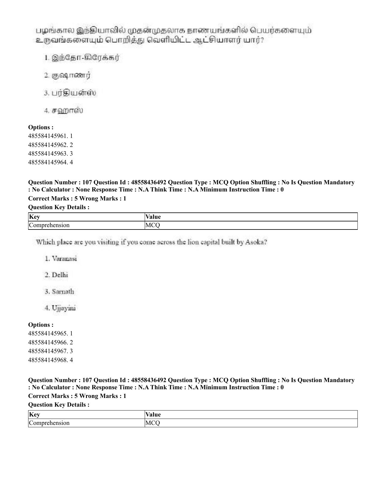 CUET 2023 English Tamil Shift 3 Question Papers - 22 June 2023 - Page 135