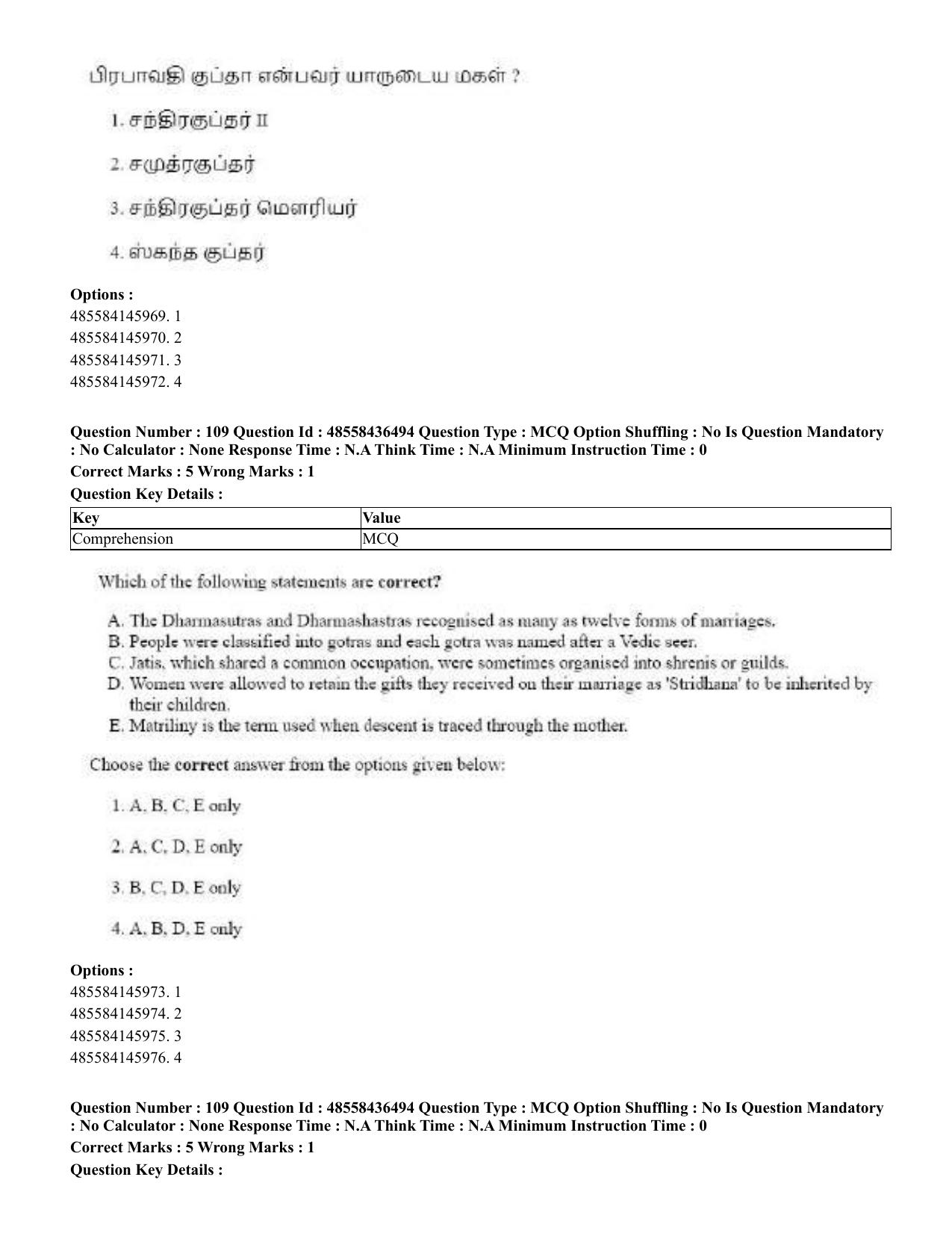 CUET 2023 English Tamil Shift 3 Question Papers - 22 June 2023 - Page 137
