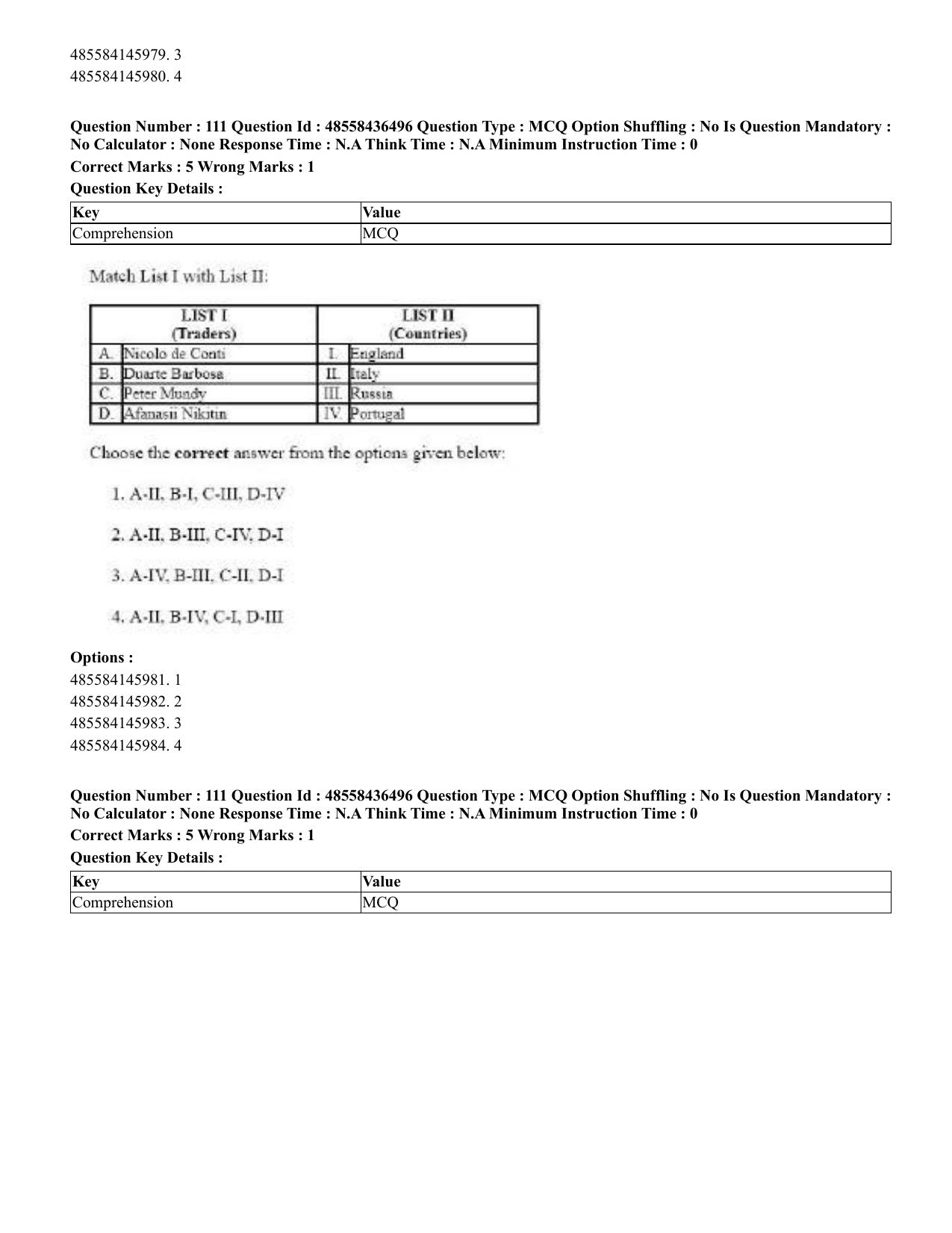 CUET 2023 English Tamil Shift 3 Question Papers - 22 June 2023 - Page 140