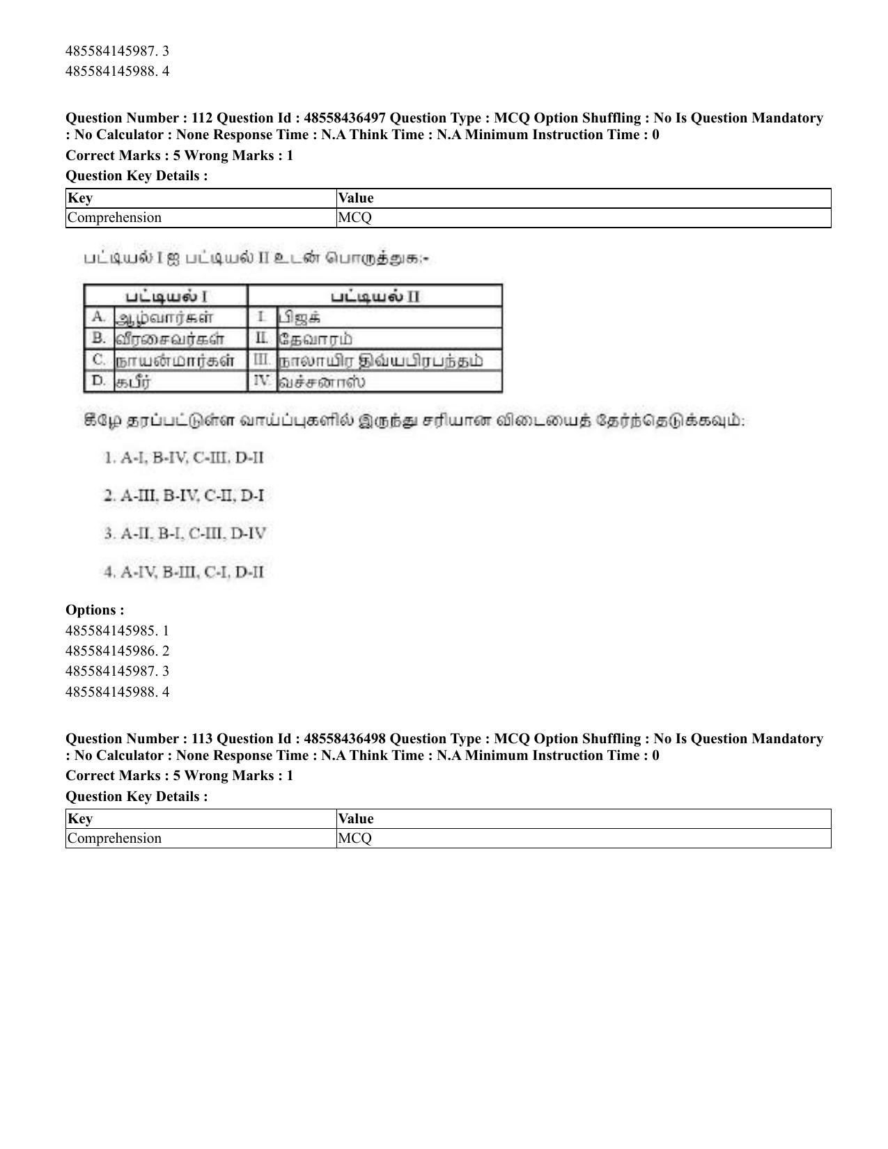 CUET 2023 English Tamil Shift 3 Question Papers - 22 June 2023 - Page 142