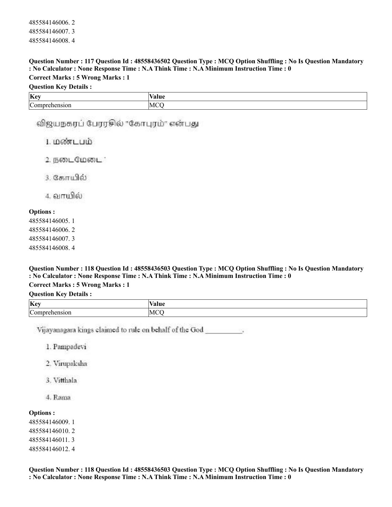 CUET 2023 English Tamil Shift 3 Question Papers - 22 June 2023 - Page 148