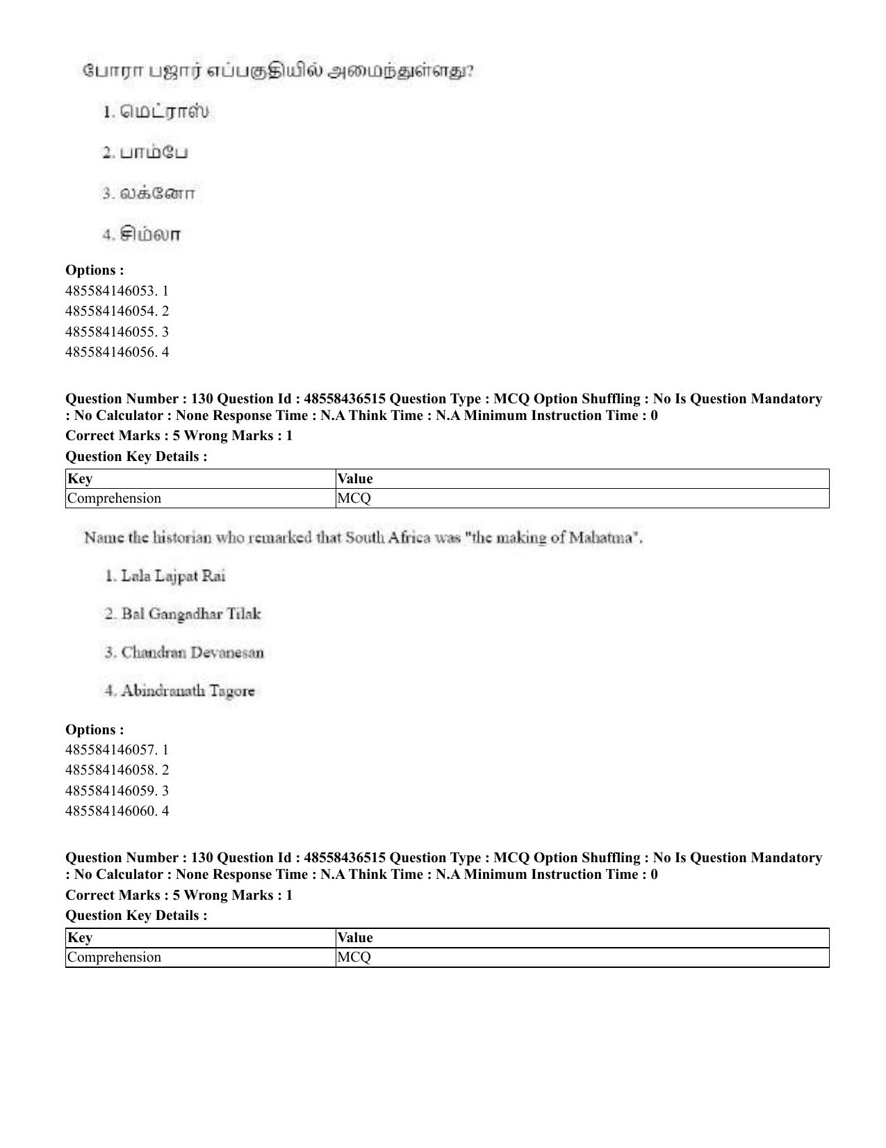 CUET 2023 English Tamil Shift 3 Question Papers - 22 June 2023 - Page 160