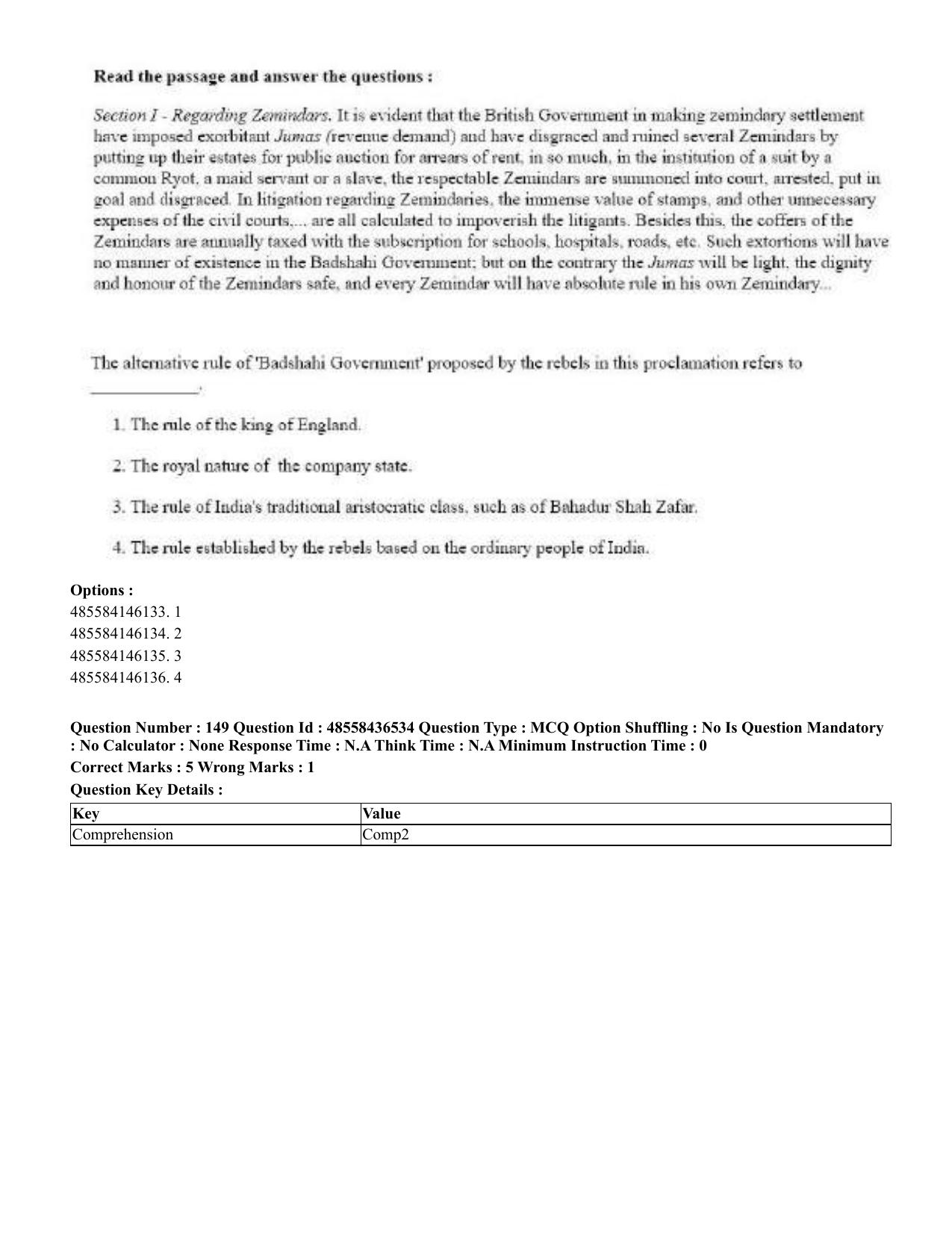 CUET 2023 English Tamil Shift 3 Question Papers - 22 June 2023 - Page 186