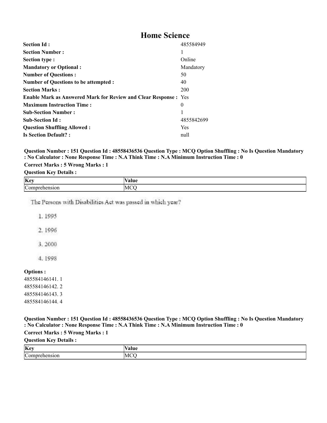 CUET 2023 English Tamil Shift 3 Question Papers - 22 June 2023 - Page 190