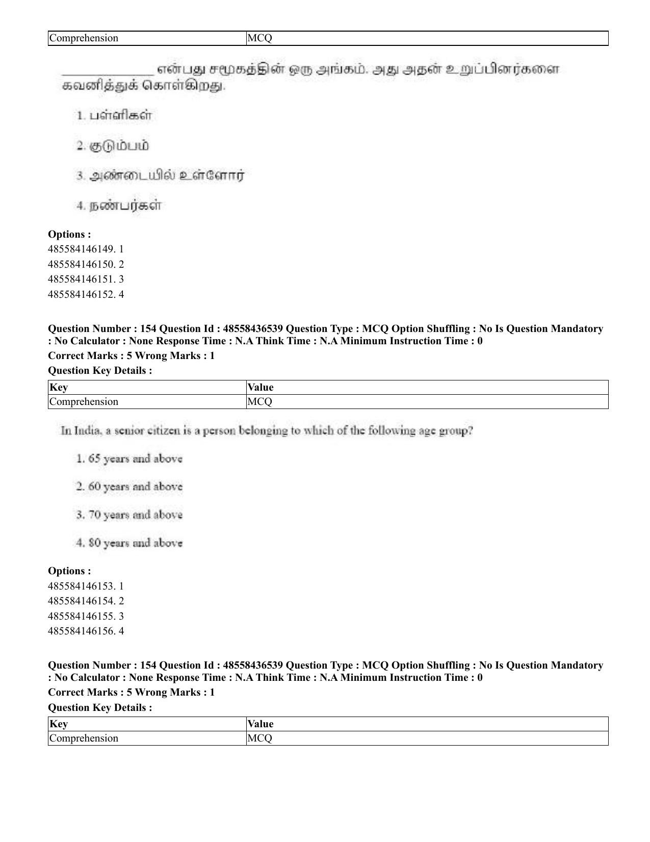 CUET 2023 English Tamil Shift 3 Question Papers - 22 June 2023 - Page 193