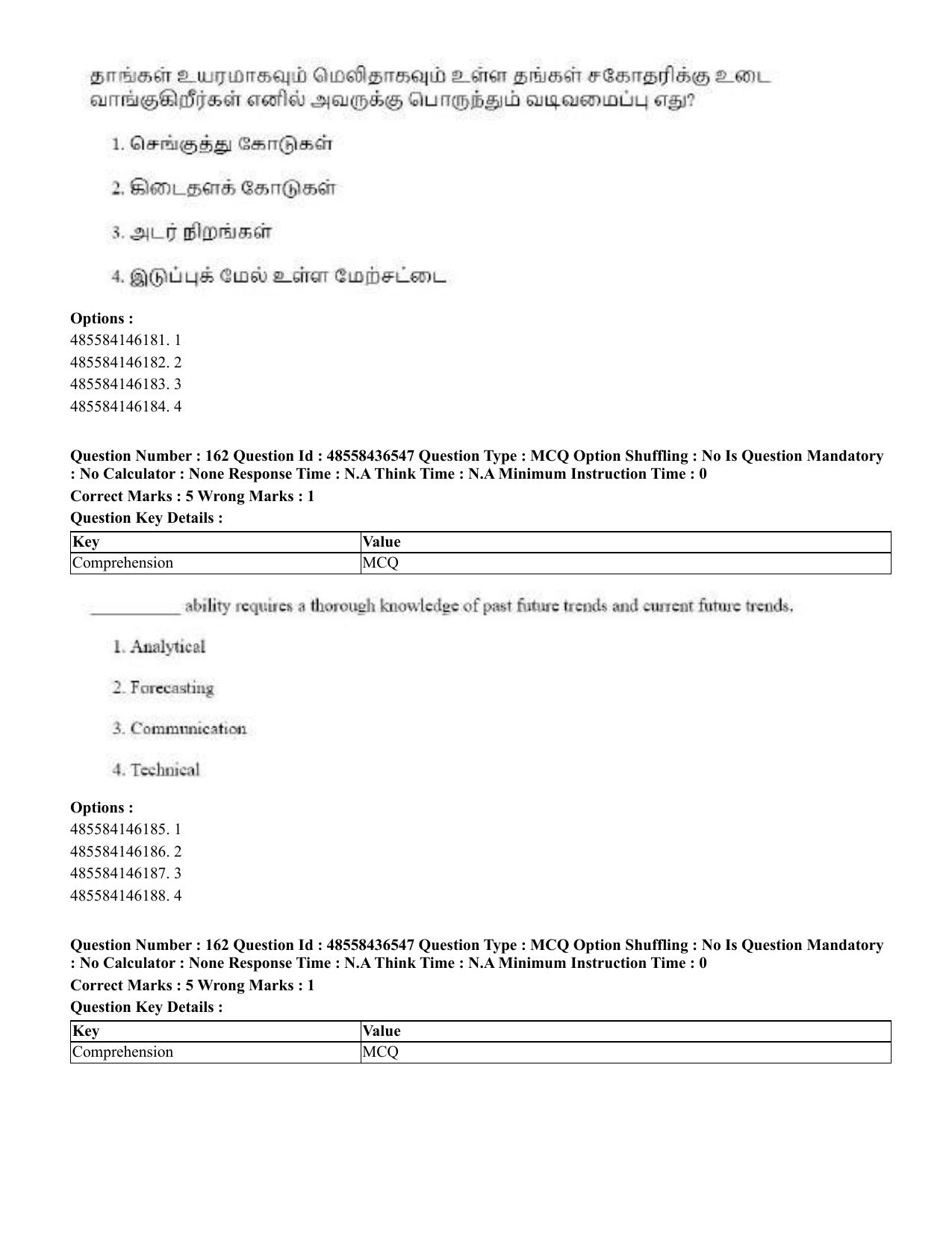 CUET 2023 English Tamil Shift 3 Question Papers - 22 June 2023 - Page 201
