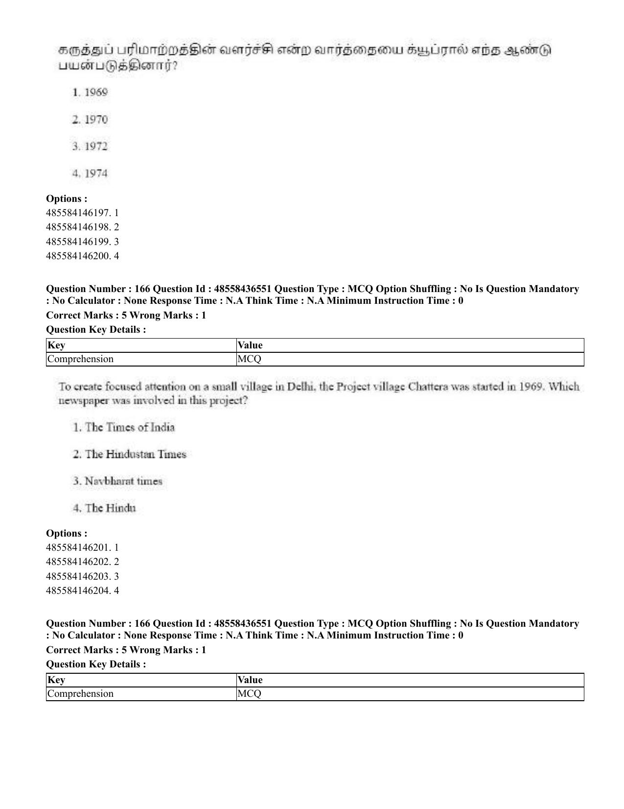 CUET 2023 English Tamil Shift 3 Question Papers - 22 June 2023 - Page 205