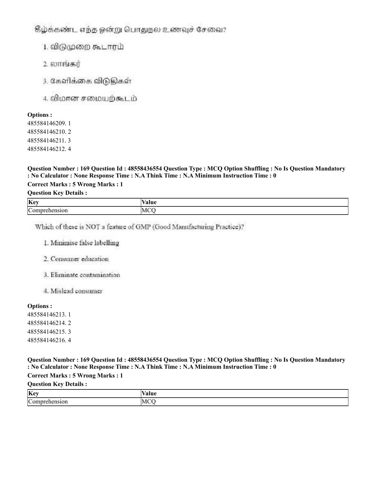 CUET 2023 English Tamil Shift 3 Question Papers - 22 June 2023 - Page 208