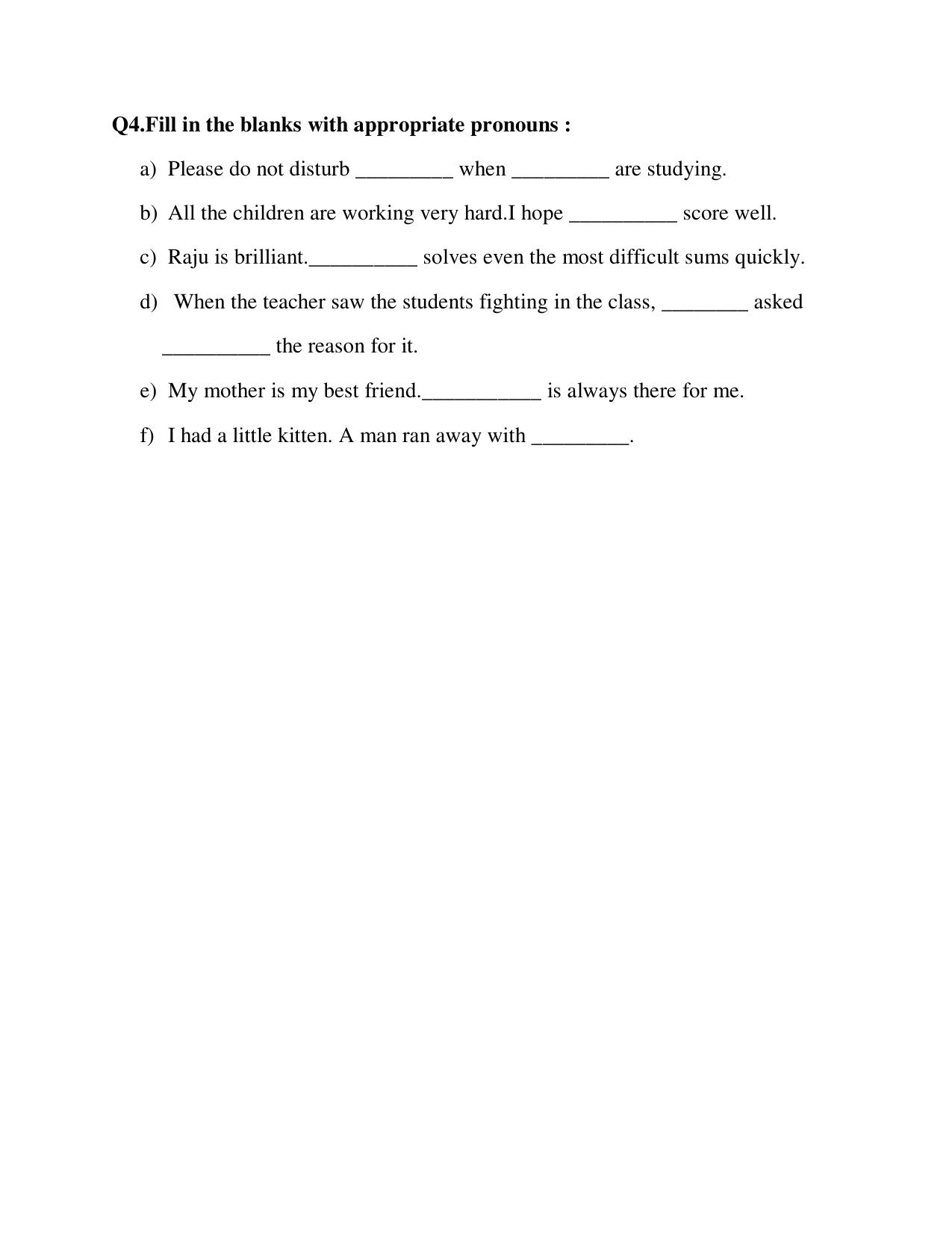 Worksheet for Class 4 English Assignment 15 - Page 2