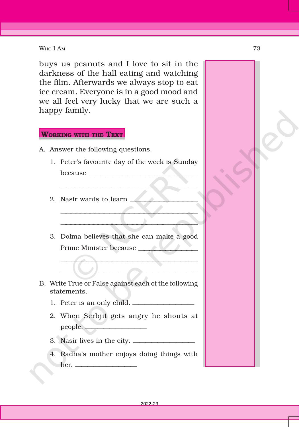 NCERT Book for Class 6 English(Honeysuckle) : Chapter 6-Who I Am - Page 5