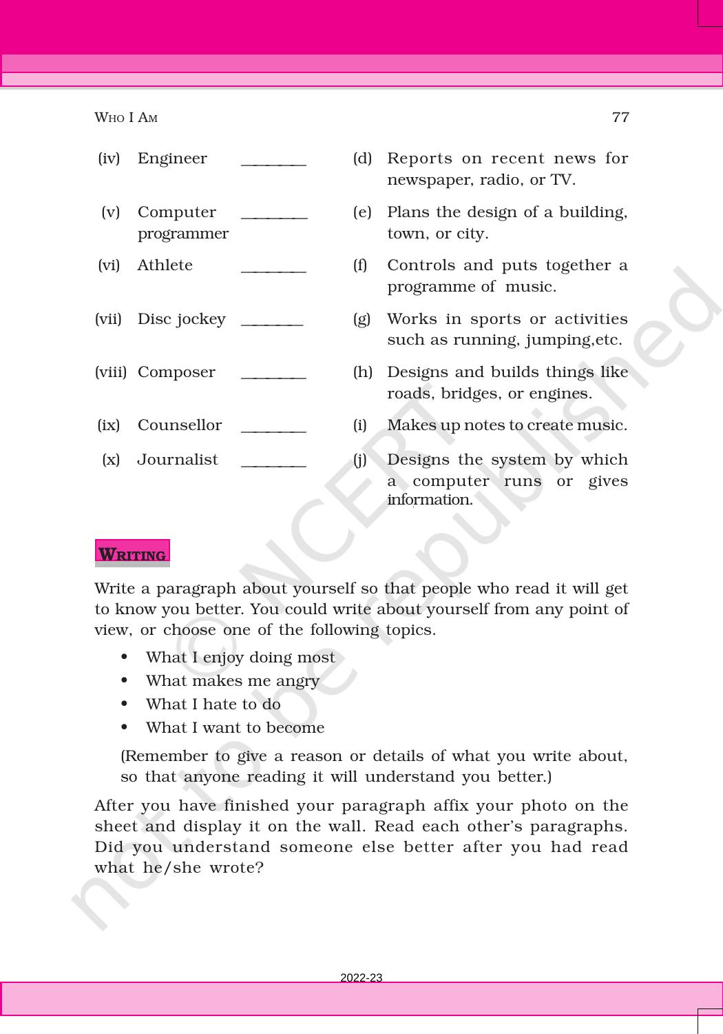 NCERT Book for Class 6 English(Honeysuckle) : Chapter 6-Who I Am - Page 9