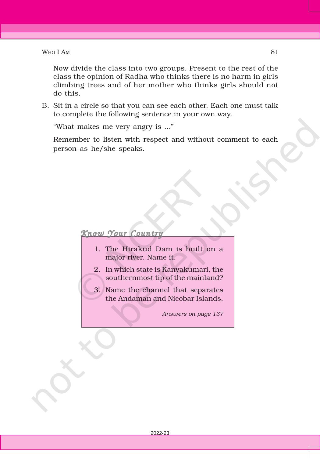 NCERT Book for Class 6 English(Honeysuckle) : Chapter 6-Who I Am - Page 13