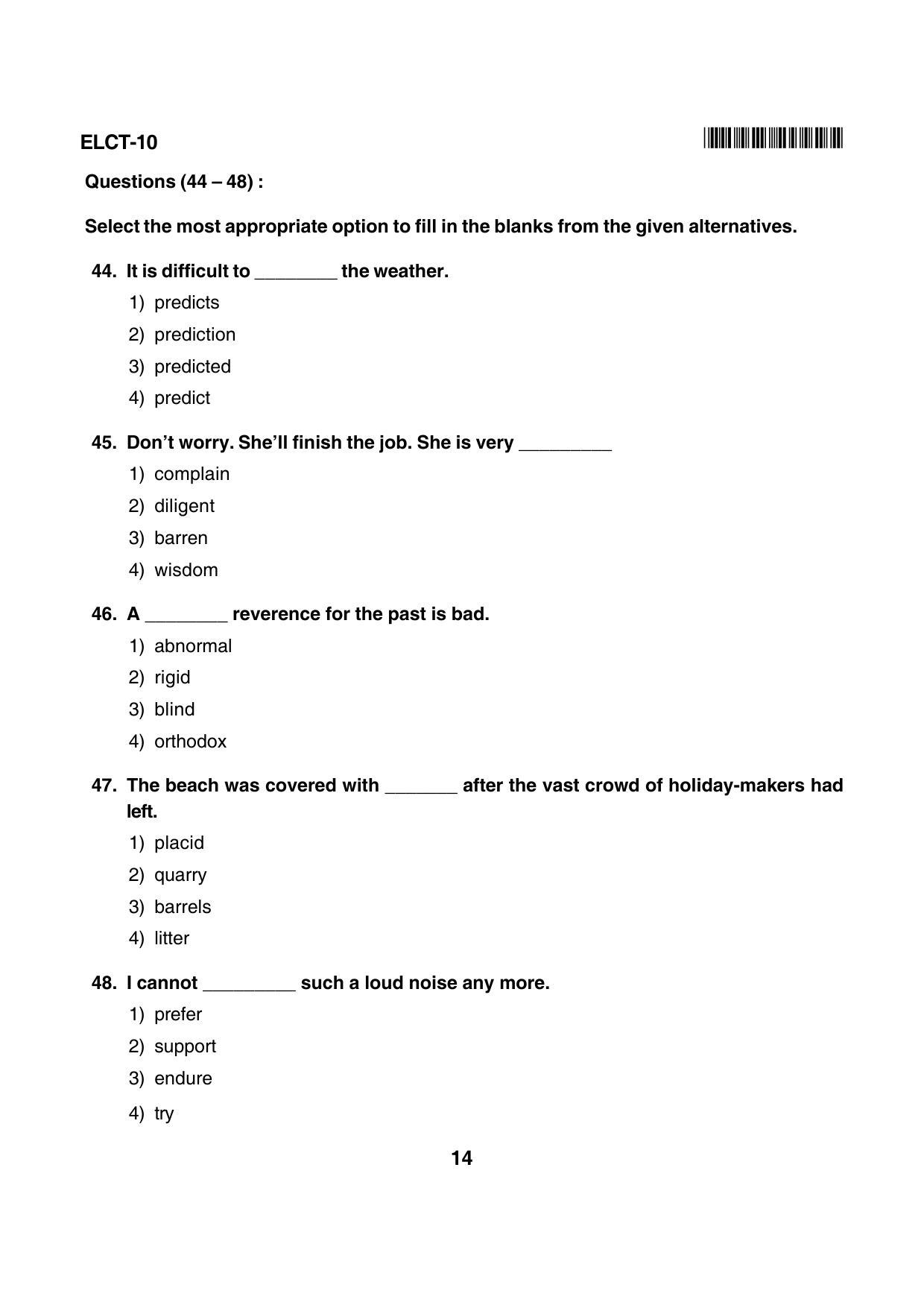 Karnataka NTSE 2015 LCT Question Paper - Page 14