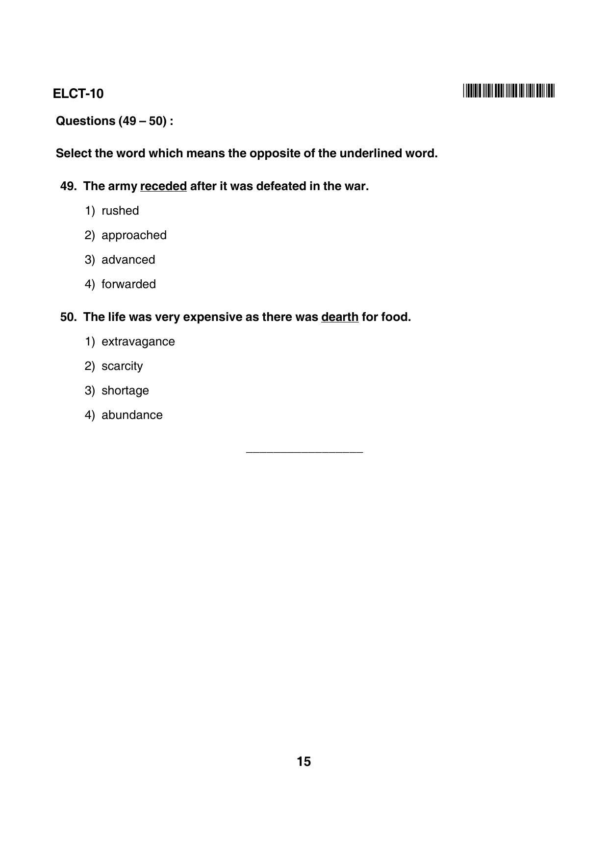 Karnataka NTSE 2015 LCT Question Paper - Page 15