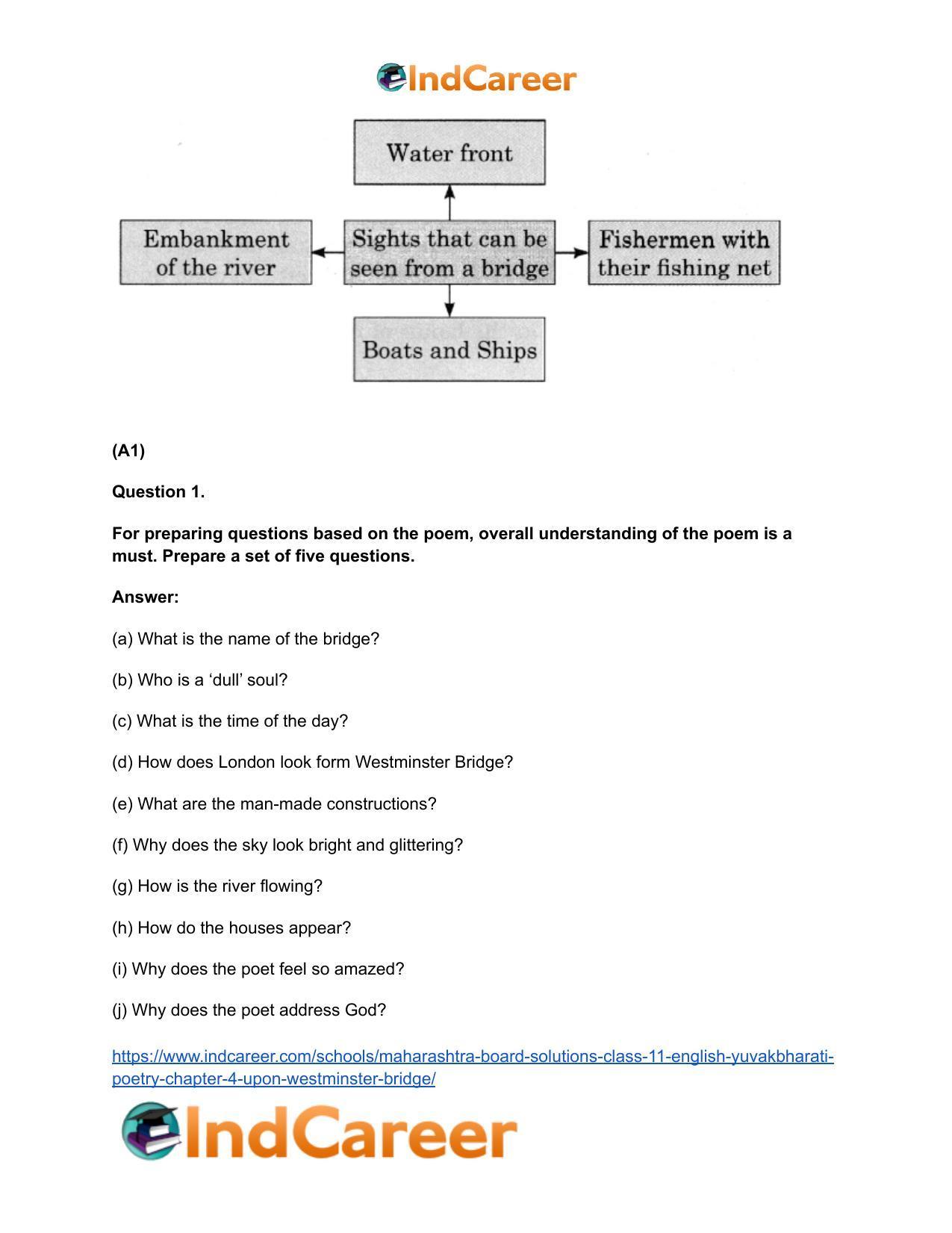 Maharashtra Board Solutions Class 11-English Yuvakbharati (Poetry): Chapter 4- Upon Westminster Bridge - Page 4