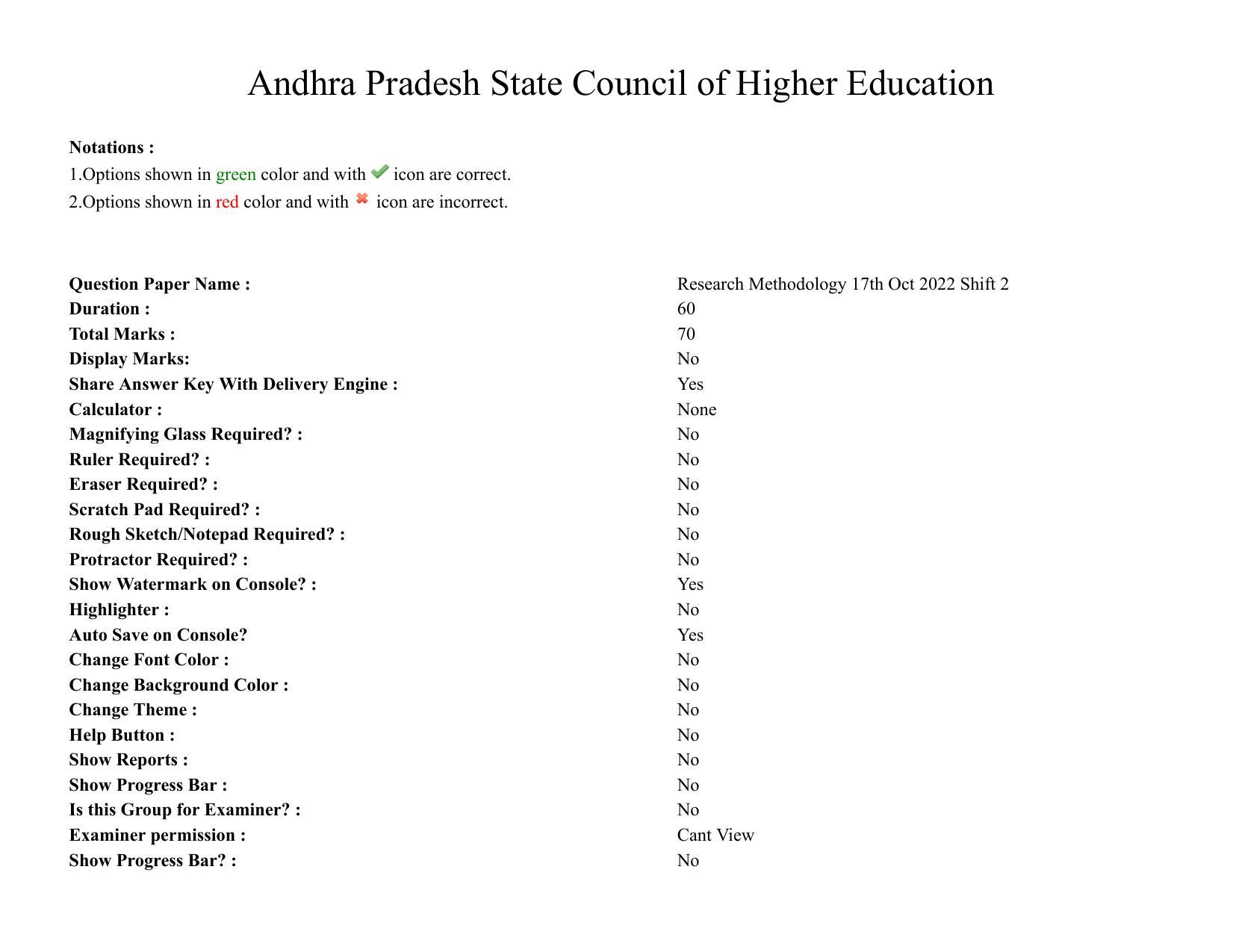 AP RCET 2022: Research Methodology (Teaching & Research Aptitude ) Shift 2 - 17/10/2022 (Monday) Session-I Question Paper With keys - Page 1