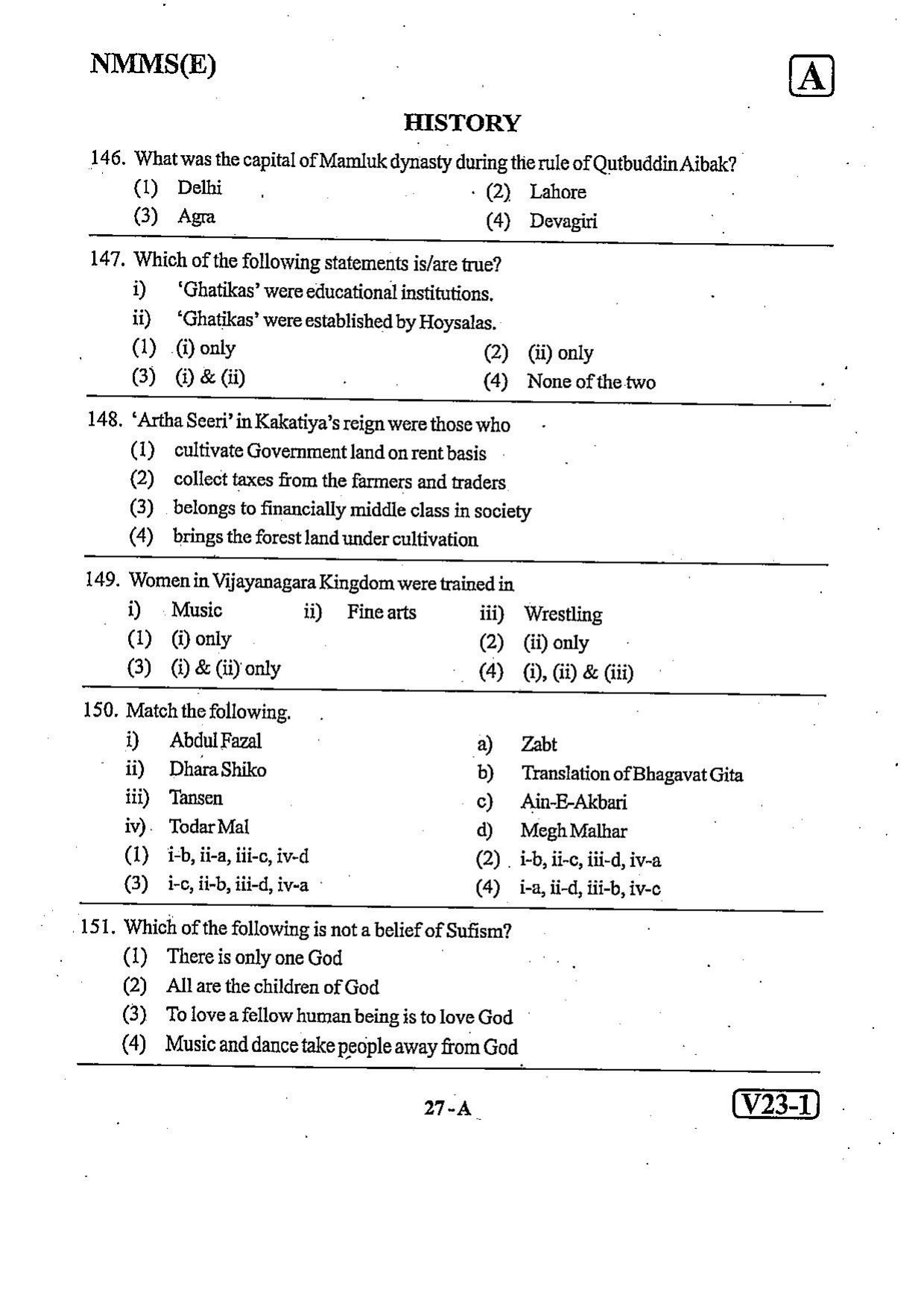 NMMS Question Papers FEBRUARY 2023 (English Medium) - Page 27