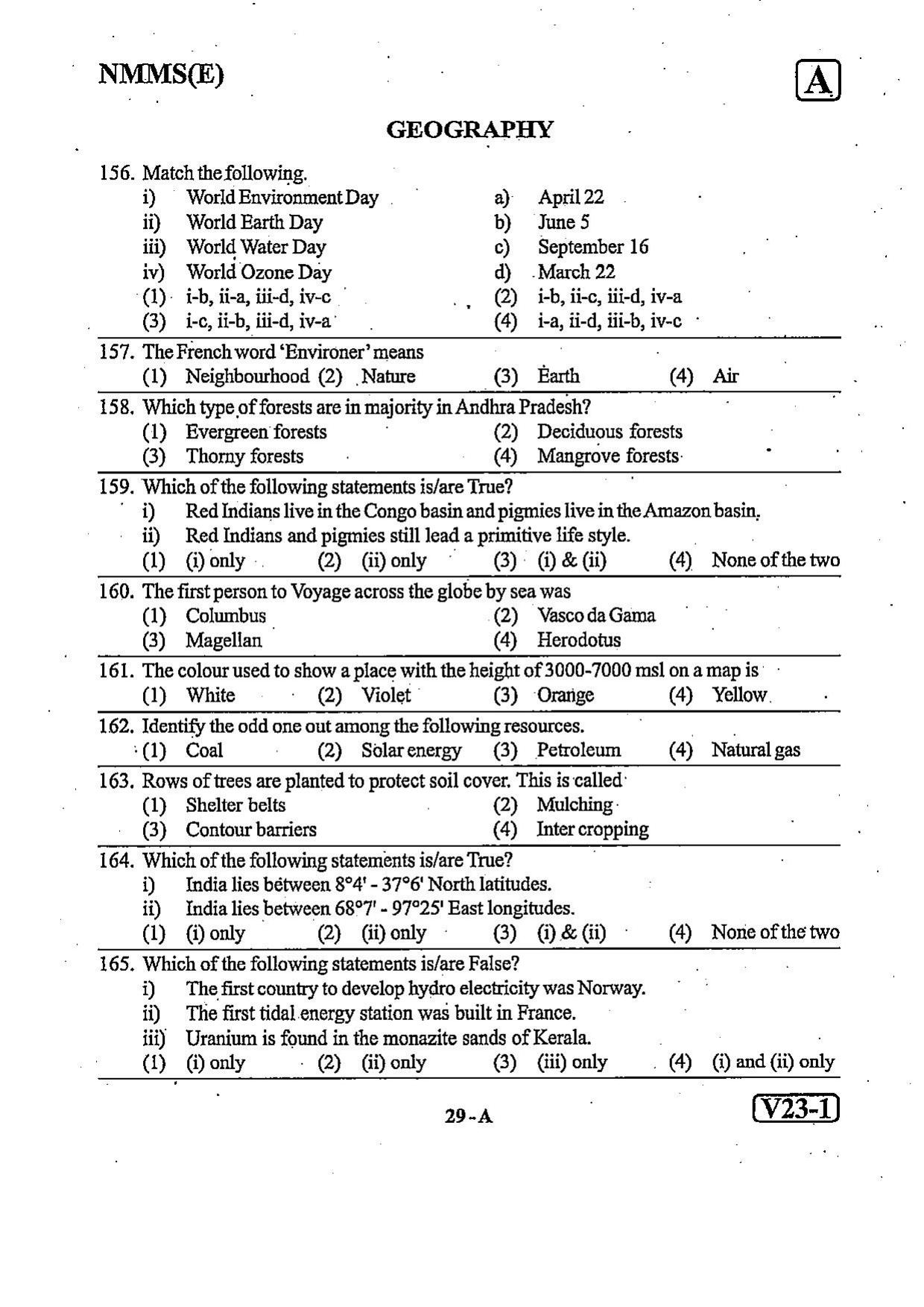 NMMS Question Papers FEBRUARY 2023 (English Medium) - Page 29