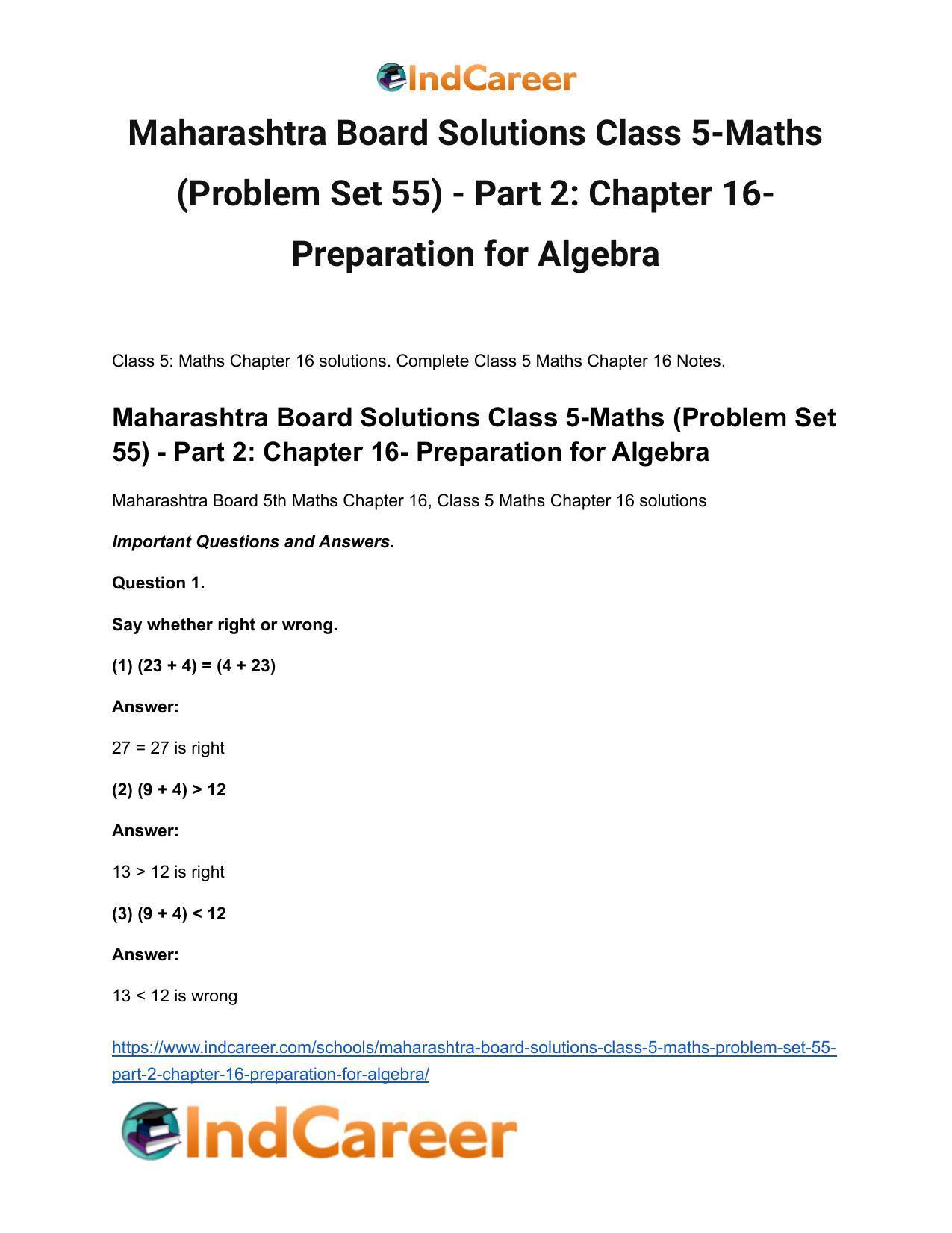 Maharashtra Board Solutions Class 5-Maths (Problem Set 55) - Part 2: Chapter 16- Preparation for Algebra - Page 2