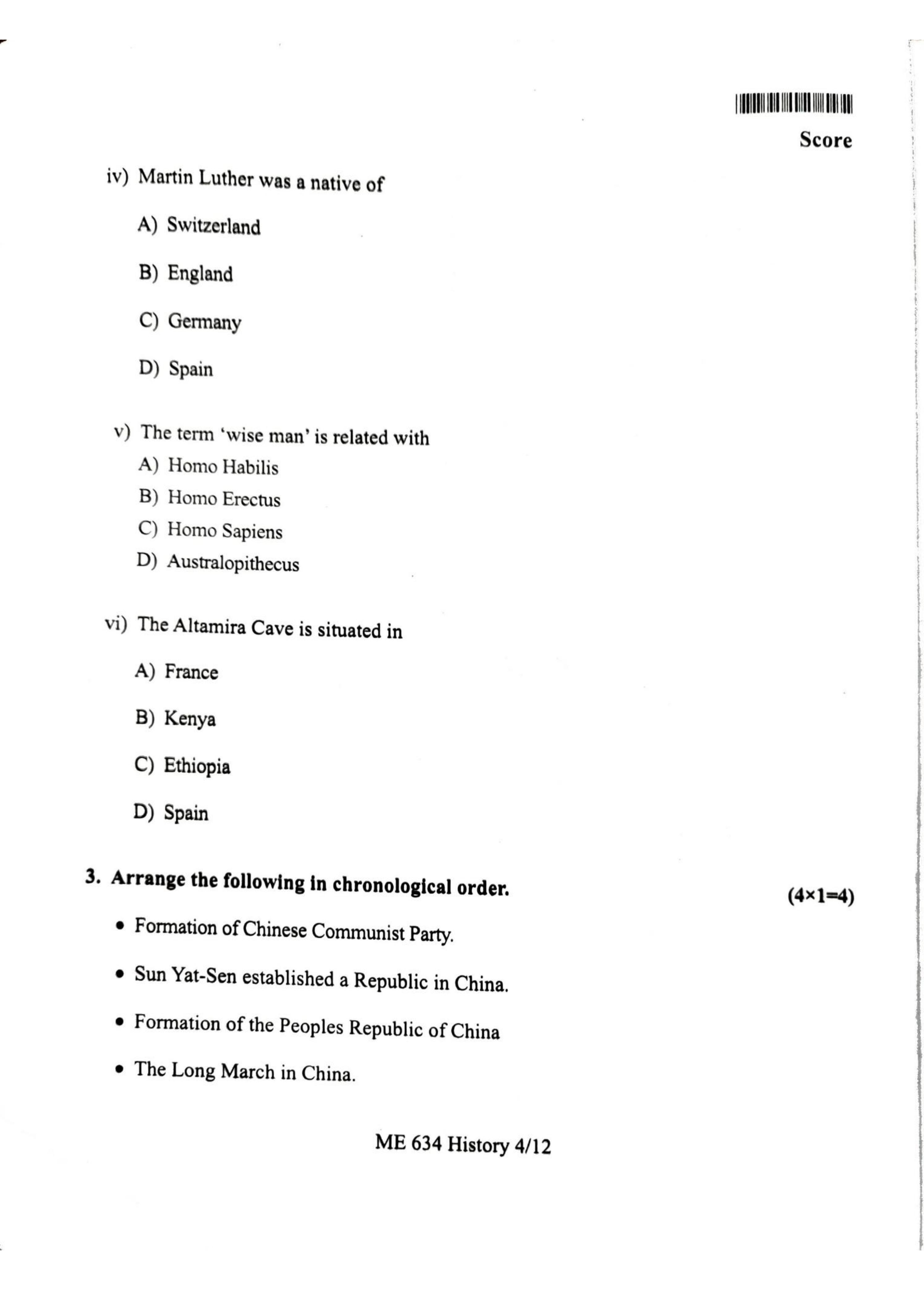 Kerala Plus One 2022 History Question Papers (Model) - Page 4