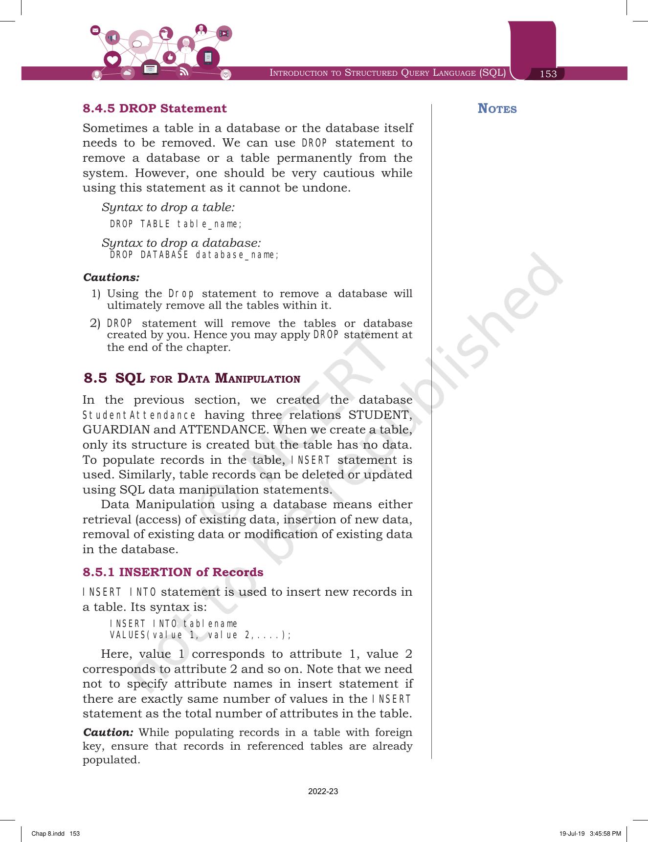 NCERT Book for Class 11 Informatics Practices Chapter 8 Introduction to Structured Query Language (SQL) - Page 11