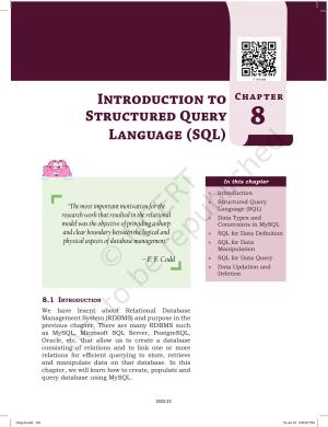 NCERT Book for Class 11 Informatics Practices Chapter 8 Introduction to Structured Query Language (SQL)