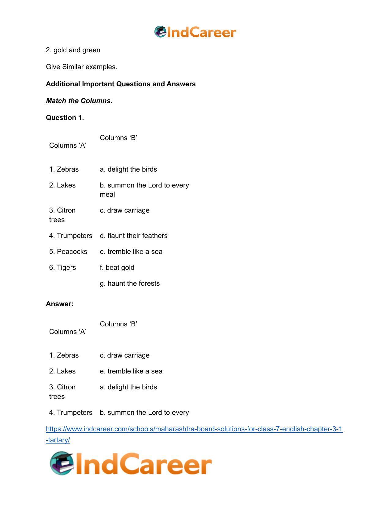Maharashtra Board Solutions for Class 7- English: Chapter 3.1- Tartary - Page 7