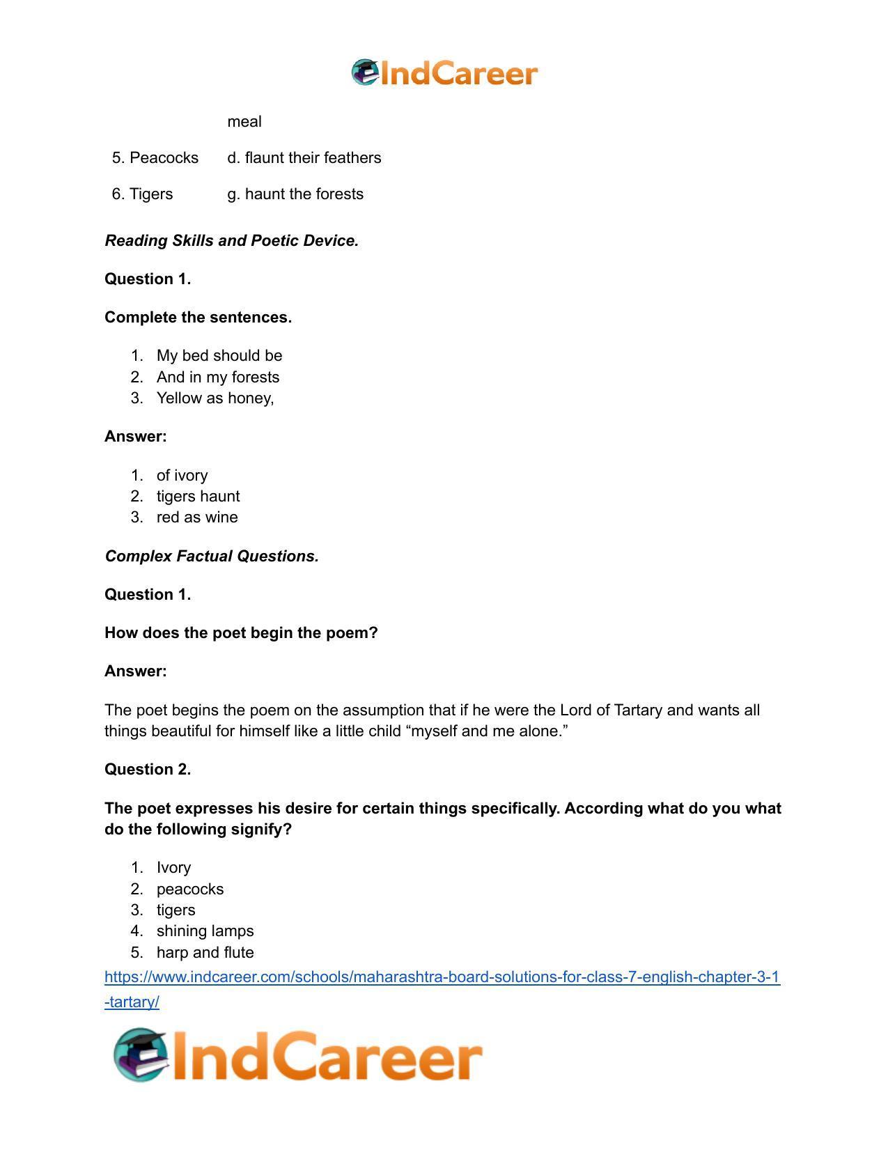 Maharashtra Board Solutions for Class 7- English: Chapter 3.1- Tartary - Page 8