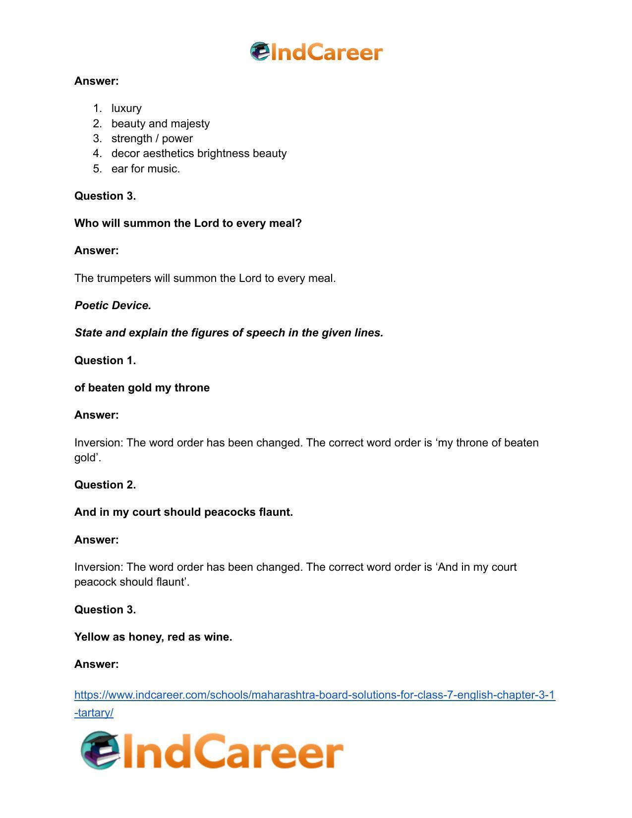 Maharashtra Board Solutions for Class 7- English: Chapter 3.1- Tartary - Page 9