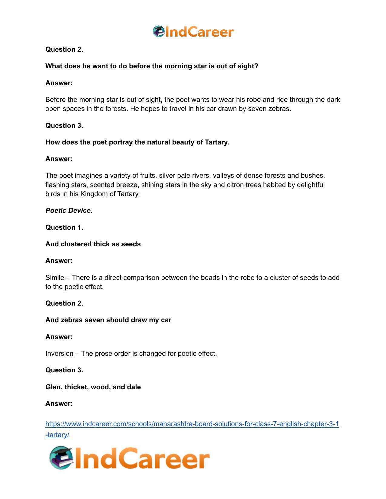 Maharashtra Board Solutions for Class 7- English: Chapter 3.1- Tartary - Page 11