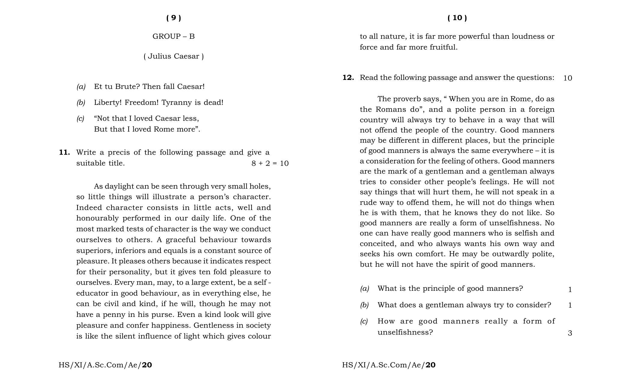 Meghalaya Board (MBOSE) Class 11 Alternative English 2020 Question Paper - Page 5