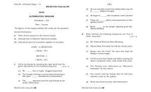 Meghalaya Board (MBOSE) Class 11 Alternative English 2020 Question Paper