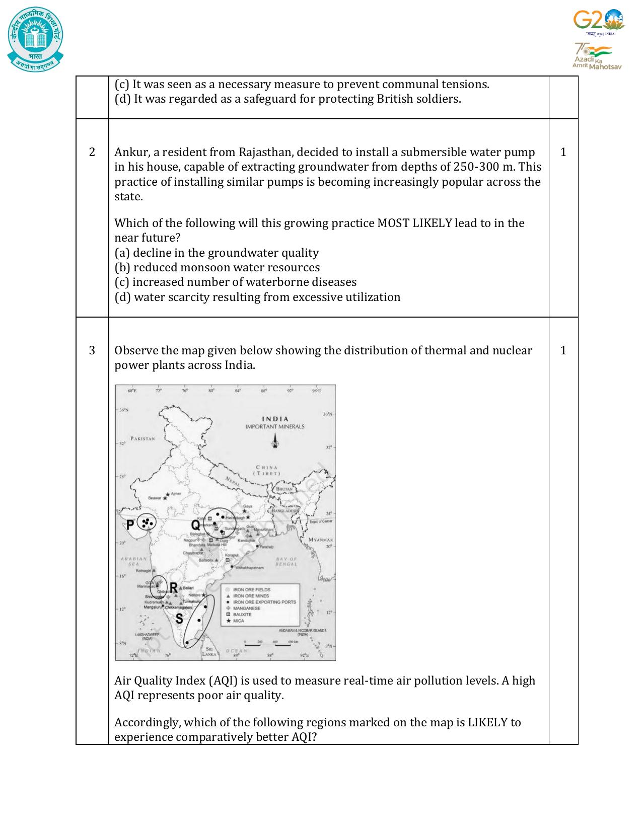 CBSE Class 10 Social Science Set 1 Practice Questions 2023-24 - Page 2