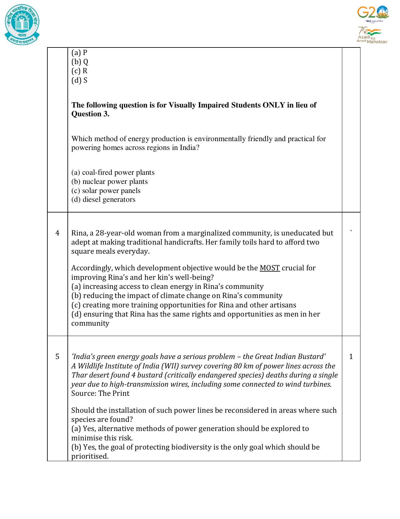 CBSE Class 10 Social Science Set 1 Practice Questions 2023-24 - Page 3