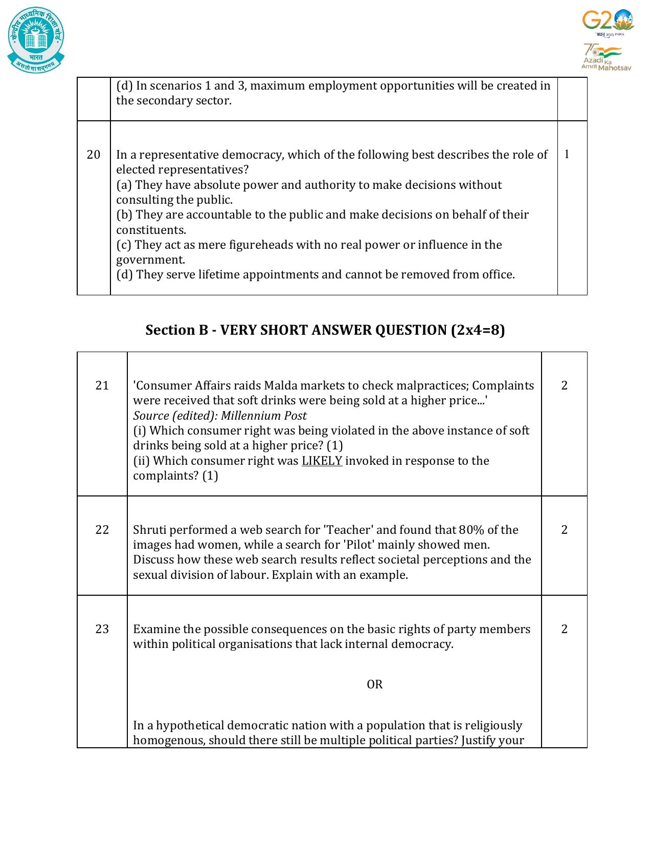 CBSE Class 10 Social Science Set 1 Practice Questions 2023-24 - Page 10