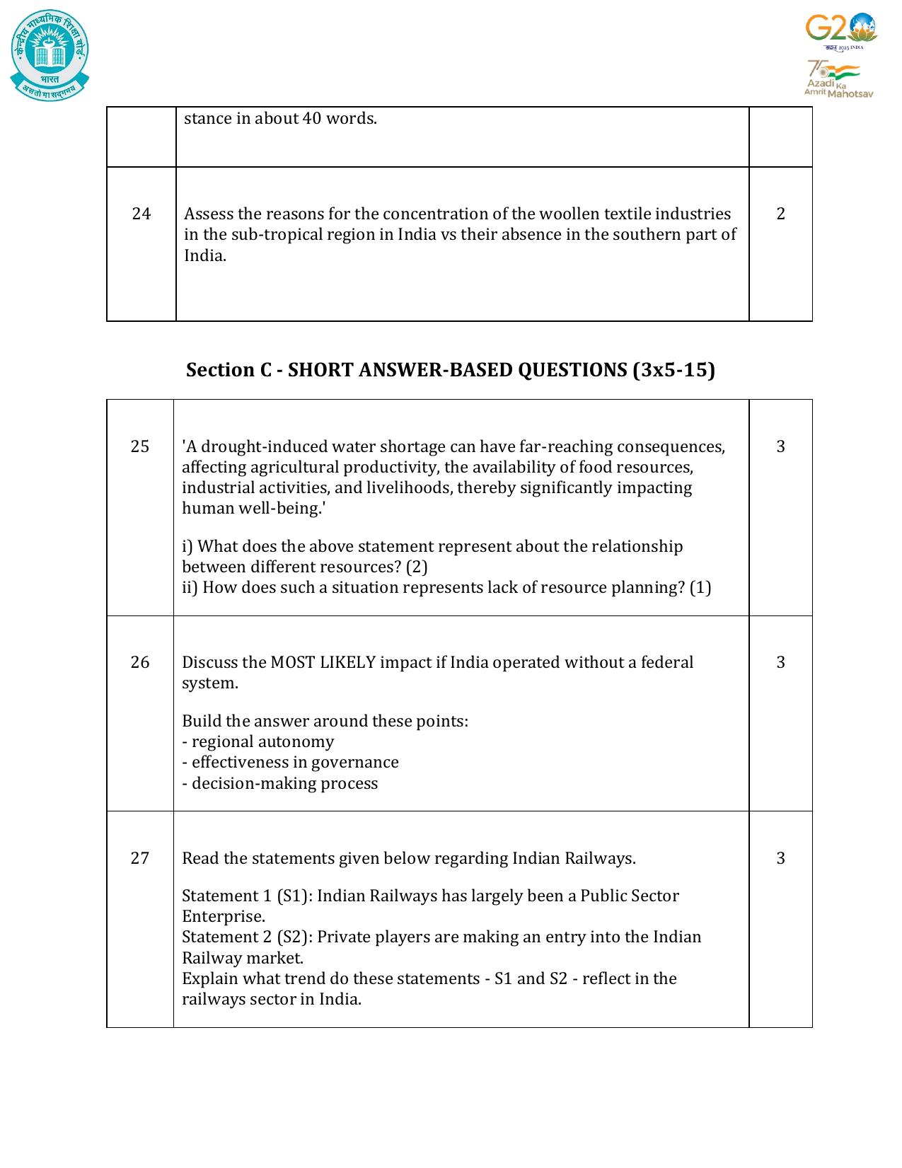 CBSE Class 10 Social Science Set 1 Practice Questions 2023-24 - Page 11