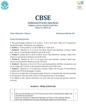 CBSE Class 10 Social Science Set 1 Practice Questions 2023-24