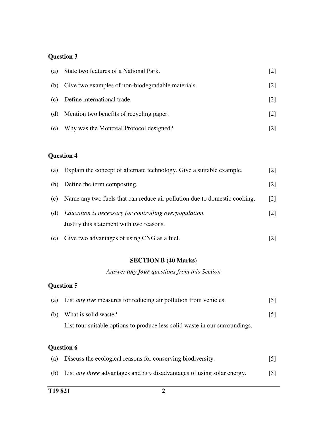 ICSE Class 10 Environmental Science 2019 Question Paper - Page 2