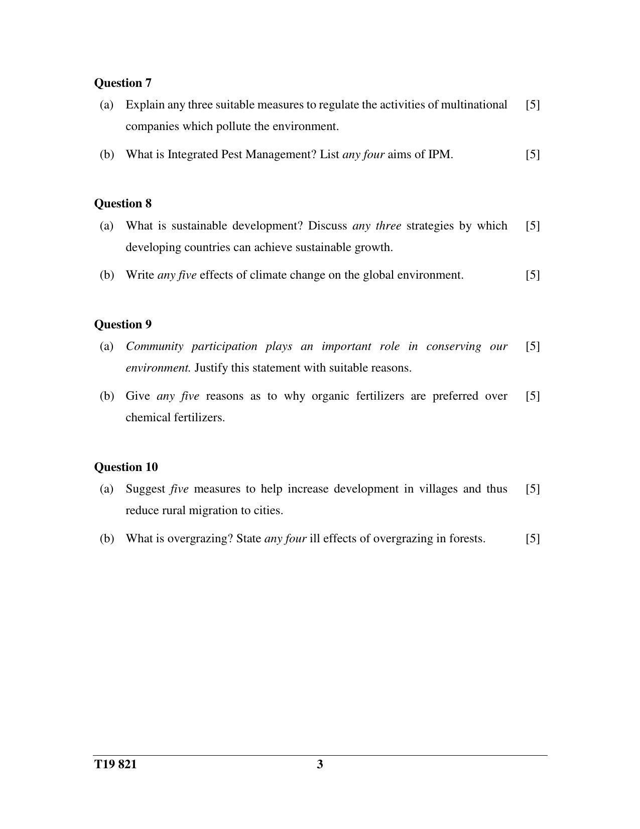 ICSE Class 10 Environmental Science 2019 Question Paper - Page 3